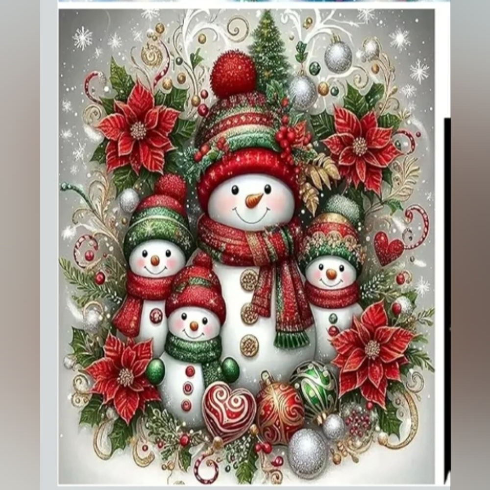Diamond Art Festive Snowman Family